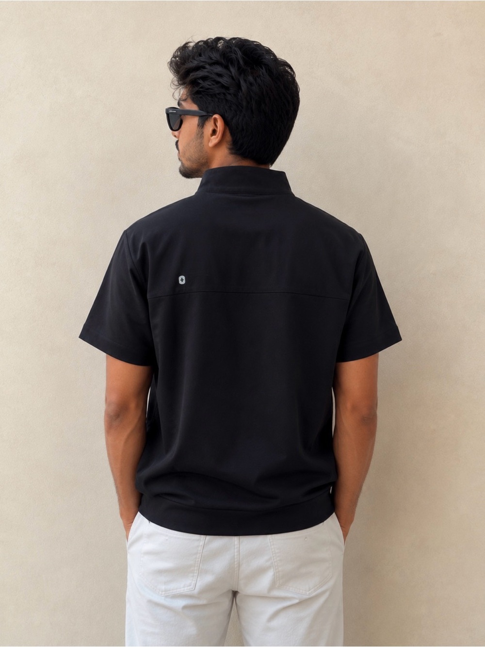 Figs Men's Black Short-Sleeve Half-Zip Shirt NWOT - Picture 2 of 5